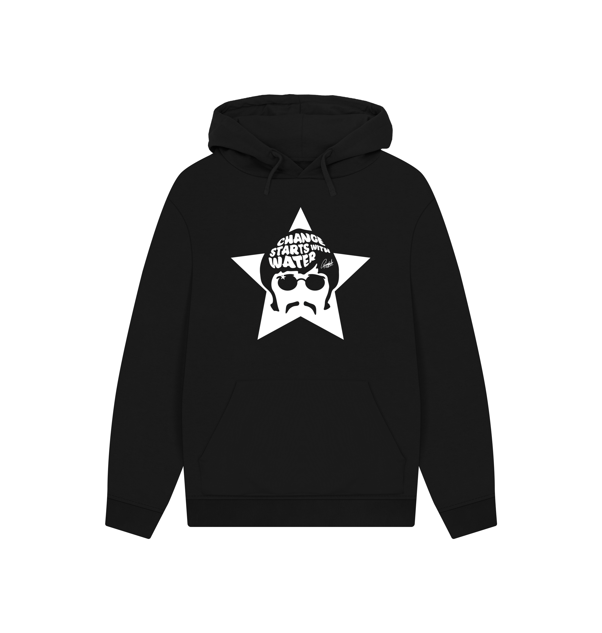Black Printed Hoody Front